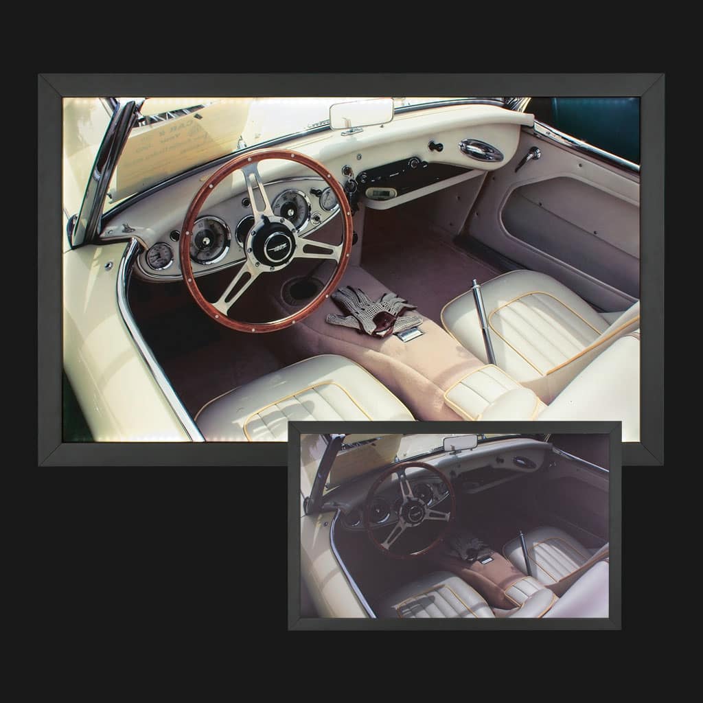 Backlit Car with Wood Frame Backlit Car with Wood Frame